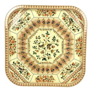 Daher Decorated Ware 14 inch Square Metal Tray With Bird & Floral Design